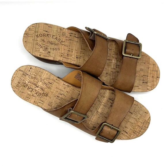 Kork Ease Womens Size 10M Saffron Leather Open Toe Slide Sandals Platform Wedge - Picture 2 of 13